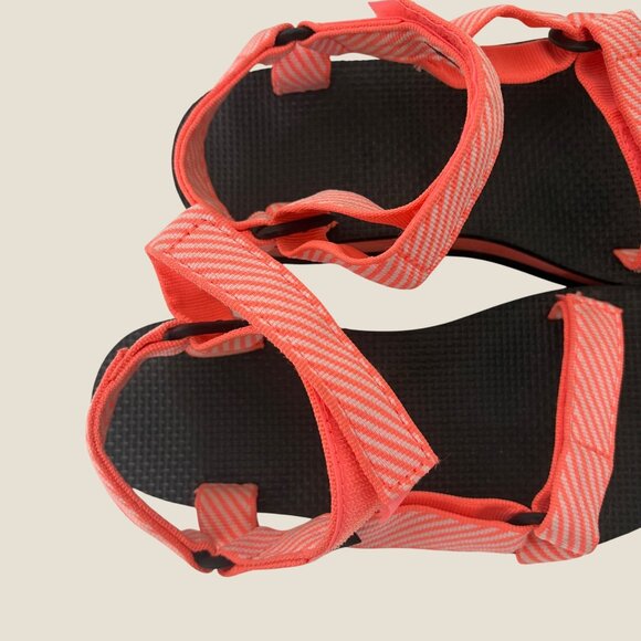 Teva Womens Platform Candy Stripe Sandals Vibrant Orange Chunky Sole Size 8 - Picture 3 of 10